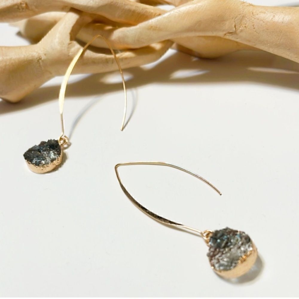 Blue stone drop earrings #31